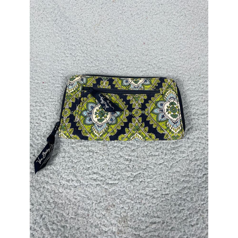 Vera Bradley Cambridge Pattern Zip Around Wallet Green Blue - Picture 3 of 5